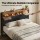 Artiss Double PU Leather Bed Frame with LED Headboard Storage and USB AC Charging Station 138x212cm 300kg