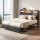 Artiss King Size PU Leather Bed Frame with LED Lights USB Charging and Storage Headboard Integrated Power