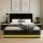 Artiss Queen Bed Frame Set with 16-Colour RGB LED, Gas-Lift Storage, PVC Leather, Includes 2 High-Gloss Bedside Tables