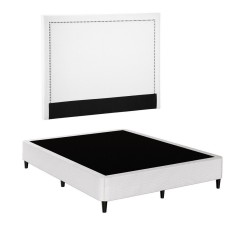 Artiss Queen Bed Frame with Grey Beige Fabric Headboard, Sturdy Metal Base, 300kg Capacity, Underbed Storage