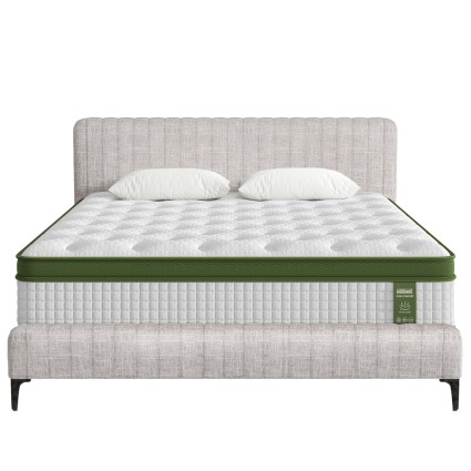 Artiss BedStory King Bed Frame with Mattress Set - Faux Linen Upholstered, Pocket Coil, Underbed Storage, Beige