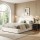 Artiss Bouclé Beige Double Bed Frame & Black Nightstand Set with Padded Headboard, Wooden Slats & Easy Assembly