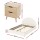 Artiss Queen Gas Lift Bed Frame with Bouclé Upholstery & Bedside Table Set, Pine Wood, 300kg Support, Beige/Black