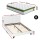 Bedstory Artiss Double Bed Frame in White PVC Leather with Padded Headboard & Hybrid Pocket Coil Mattress, Medium Firm