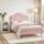 Artiss King Single Velvet Storage Bed Frame with Plush Headboard & White Bedside Table, Pink, 180kg Capacity