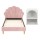 Artiss ROSY King Single Bed Frame & Bedside Table Set - Pink Velvet Scallop Headboard, Wood Frame, E1 MDF Storage