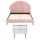 Artiss Pink Velvet Double Bed Frame with Scallop Headboard & White 2-Drawer Bedside Table, 204x144x105cm