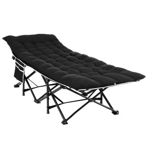 Artiss Heavy Duty Folding Bed with Removable Mattress - Portable, Metal, 185CM, Black, Compact Design for All Spaces