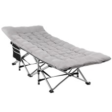 Artiss Heavy Duty Folding Bed with Removable Mattress, Metal Frame, 185CM, Grey - Portable & Compact Sleeping Solution