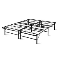 Artiss Folding Queen Bed Frame Metal Base, Powder-Coated Steel, Foldable, 36cm High, Black, 300kg Capacity