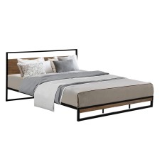 Artiss Dane King Size Bed Frame - Metal & Wood, Industrial Design, Black Powder-Coated Steel, Fits 183x203cm Mattress