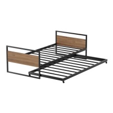 Artiss DEAN Metal Trundle Daybed - Single Size, Industrial Style, Black, Rust-Resistant, Easy Assembly, 1-Year Warranty
