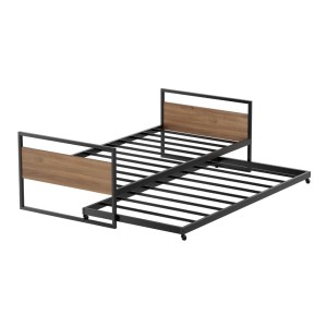 Artiss DEAN Metal Trundle Daybed - Single Size, Industrial Style, Black, Rust-Resistant, Easy Assembly, 1-Year Warranty