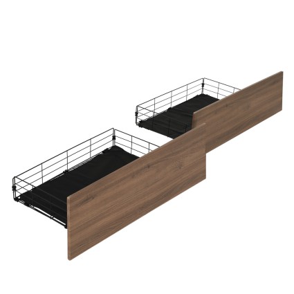 Artiss Metal Trundle Drawer Set, MDF & Metal, 94.5x50x29.5cm, Black/Walnut, Industrial Storage Solution, Easy Assembly