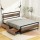 Artiss DREW Double Metal Bed Frame with Two Underbed Drawers Walnut Headboard Industrial Style 196x139cm