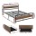 Artiss DREW Double Metal Bed Frame with Two Underbed Drawers Walnut Headboard Industrial Style 196x139cm