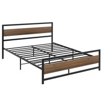 Artiss DREW Queen Size Bed Frame Metal Platform Base with MDF Headboard, Black, Heavy Duty, Storage Space