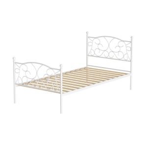 Artiss Bed Frame, Metal, Single Size, White, 192x94x93cm, Provincial Style, Rust-Resistant, Storage Space