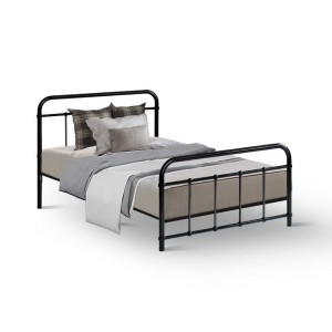Artiss Leo Metal Bed Frame - Single Size, Black Steel, Country Style, Powder-Coated Finish, with Underbed Storage