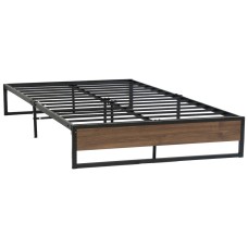 Artiss Oslo Double Bed Frame - Industrial Metal & Wood Design, Sturdy Steel Construction, Fits Standard Mattress