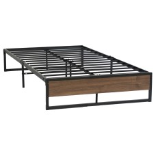 Artiss Oslo King Single Metal Bed Frame - Industrial Design, Steel & MDF Build, Black & Wood Finish, 150kg Capacity