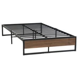 Artiss Oslo King Single Metal Bed Frame - Industrial Design, Steel & MDF Build, Black & Wood Finish, 150kg Capacity