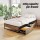 Artiss Oslo King Single Metal Bed Frame with 2 Underbed Drawers Black and Dark Wood Industrial Design