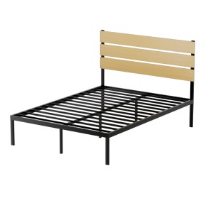 Artiss PAULA Bed Frame Double Size - Black Metal, MDF Headboard, Rust-Resistant, 300kg Capacity, Easy Assembly, Storage Space