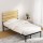 Artiss PAULA King Single Bed Frame - Rustic Metal Base with MDF Headboard, Reinforced Slats, 150KG Capacity, Black