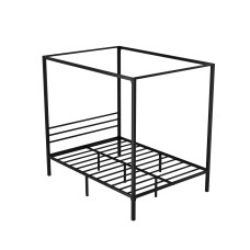 Artiss Double Bed Frame, Metal, Black, 199x143x183cm, Canopy Four-Poster Design, Modern Minimalist Style