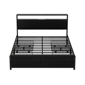 Artiss Queen Size Metal Bed Frame: LED Headboard, 4 Storage Drawers, USB Charging Hub, 16-Colour RGB, Easy Assembly