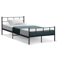 Artiss Sol King Single Bed Frame - Sturdy Black Metal with Powder-Coated Finish, Strong Support & Under-Bed Storage