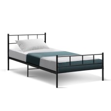 Artiss Sol Single Bed Frame, Black Metal, Sleek Design, Powder-Coated Steel, Ample Under-Bed Storage