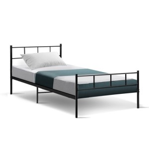 Artiss Sol Single Bed Frame, Black Metal, Sleek Design, Powder-Coated Steel, Ample Under-Bed Storage