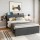 Artiss Double Size Metal Bed Frame with 2-Tier Storage & Charging Station, Grey Faux Linen, Steel Slats, 300kg Capacity