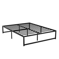 Artiss Queen Size Metal Bed Frame, Black Steel, 205x155x37cm - Minimalist Design, Rust-Resistant, Storage Space