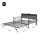 Artiss King Single LED Metal Trundle Daybed with Charging Station Padded Headboard Black 213x123cm Bed Frame