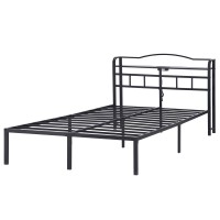 Artiss WAVE Queen Metal Bed Frame with Integrated Charging Station USB Type C MDF Headboard Black 225cm
