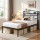 Artiss WAVE Single Metal Bed Frame with Integrated Charging Station USB Type C and AC Outlets Black 190x90cm