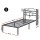 Artiss WAVE Single Metal Bed Frame with Integrated Charging Station USB Type C and AC Outlets Black 190x90cm