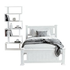 Artiss King Single Bed Frame & S-Shape Shelf Set - Pine Wood, White Finish, Eco-Friendly, Spacious Storage, 216x118x94cm