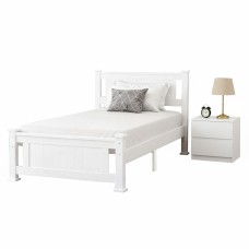 Artiss Rio King Single Bed Frame & Pepe Bedside Table Set - Pine Wood Frame, 2-Drawer Storage, Modern White Finish