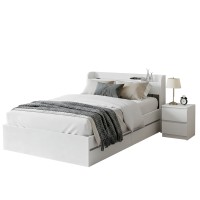 Artiss Aura Bed Frame & Pepe Bedside Table Set – White, Durable Particleboard, USB Ports, Storage Drawers, Modern Design