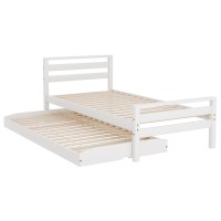 Artiss Avis Single Size 2-in-1 Trundle Bed Frame, Solid Pinewood, White - Durable, Easy Assembly, Fits AU Mattresses