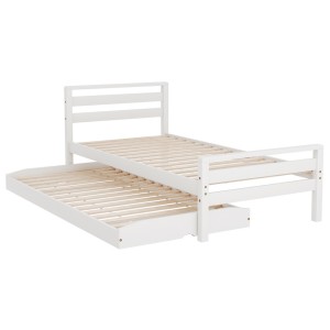 Artiss Avis Single Size 2-in-1 Trundle Bed Frame, Solid Pinewood, White - Durable, Easy Assembly, Fits AU Mattresses