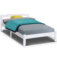 Artiss LEXI King Single Bed Frame, Solid Pine Wood, White, Sturdy Design with Storage Option, Fits Aus Mattresses