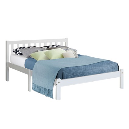 Artiss Sofie Queen Bed Frame - Solid Pine Wood, White Finish, Sturdy Plywood Slats, Compatible with Trundle Drawers