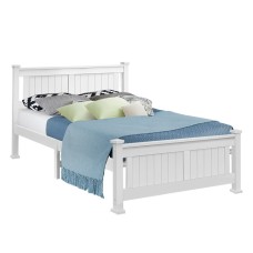 Artiss Double Size Wooden Bed Frame - Solid Pine, White, Sturdy Design with Storage Option, Fits Australian Mattress