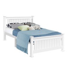 Artiss King Single Wooden Bed Frame - Solid Pine, White, Eco-Friendly, Reinforced Support, Fits Australian Mattress