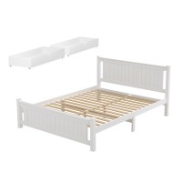 Artiss Queen Wooden Bed Frame with 2 Storage Drawers, Solid Pine, White, Fits Australian Mattress, Eco-Friendly Paint